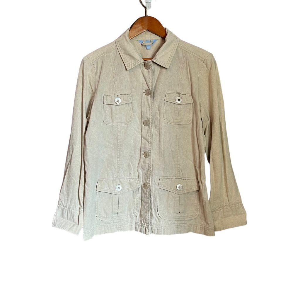 Denver Hayes beige cotton & linen light weight blazer